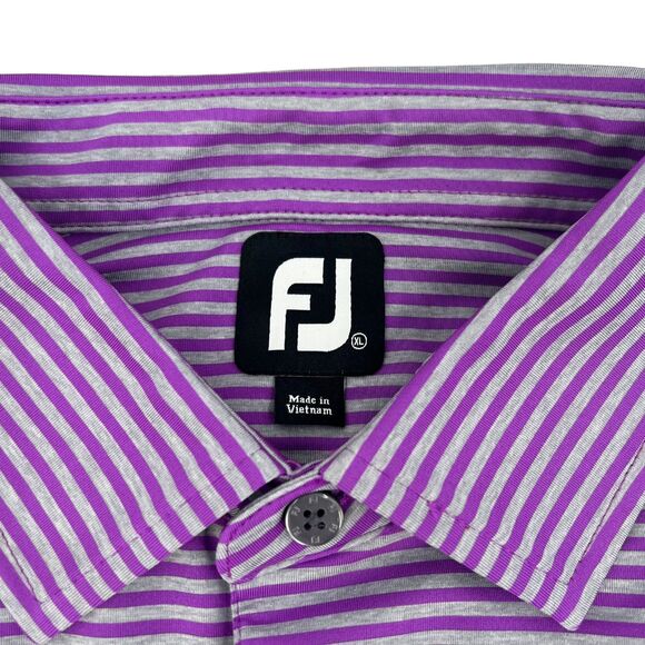 NWT FootJoy Men's ProDry Stretch Lisle Stripe Polo Shirt Violet/Heather Gray XL - Picture 7 of 10